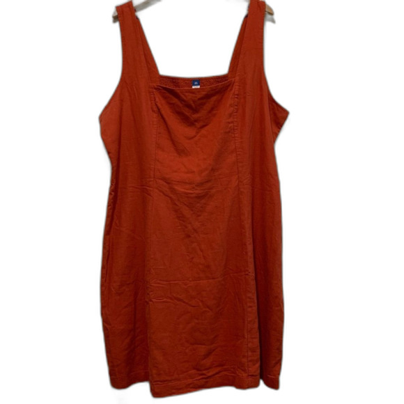 Old Navy Sleeveless Square Neck Linen Blend Mini Dress bronzed amber xxl tall - Picture 3 of 9